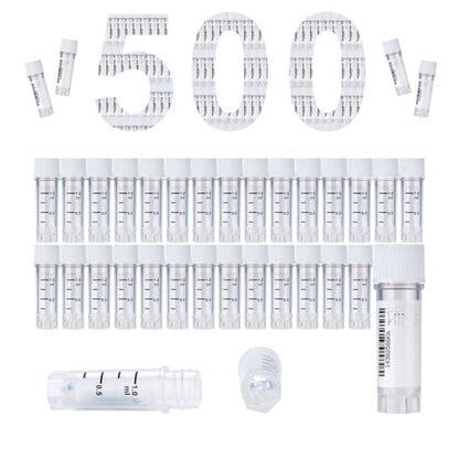 1.0ml Cryovials, Side-Coded, External Thread, White, 500Pcs - color: White, size: 1.0ml