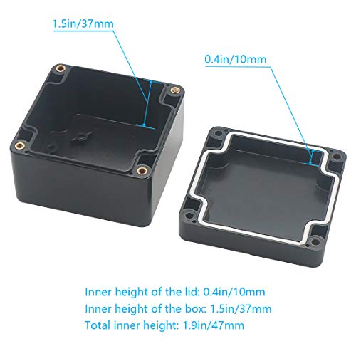 Junction Box, Zulkit Project Box IP65 Waterproof Outdoor Box ABS Plastic Electrical Boxes Electronic Enclosure Black 3.27 x 3.19 x 2.20 inch (83 x 81 x 56mm)(Pack of 2) - size: 3.27'' x 3.19'' x 2.20''(Pack of 2)