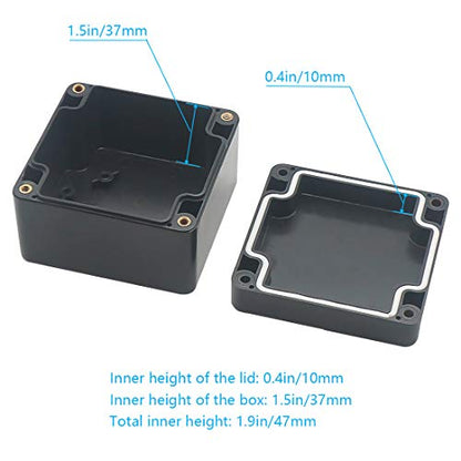 Junction Box, Zulkit Project Box IP65 Waterproof Outdoor Box ABS Plastic Electrical Boxes Electronic Enclosure Black 3.27 x 3.19 x 2.20 inch (83 x 81 x 56mm)(Pack of 2) - size: 3.27'' x 3.19'' x 2.20''(Pack of 2)