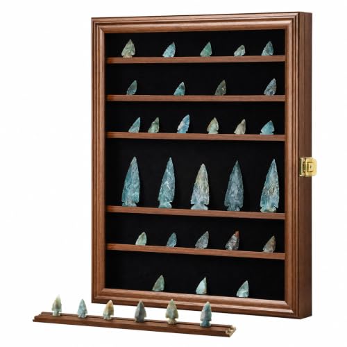 KCRasan Arrowhead Display Case Native American Arrowhead Shadow Box, Walnut - size: Large Walnut