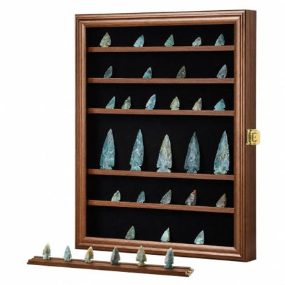 KCRasan Arrowhead Display Case Native American Arrowhead Shadow Box, Walnut - size: Large Walnut
