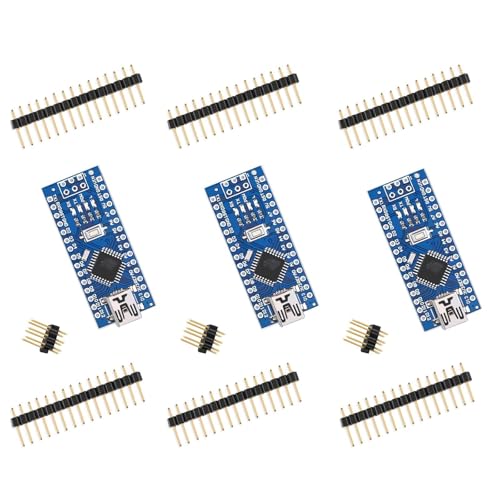 ELEGOO Nano Boards V3.0, ATmega328P CH340, 3-Pack, Compatible with Arduino - size: 3 Pcs Unsoldered Nano without cable