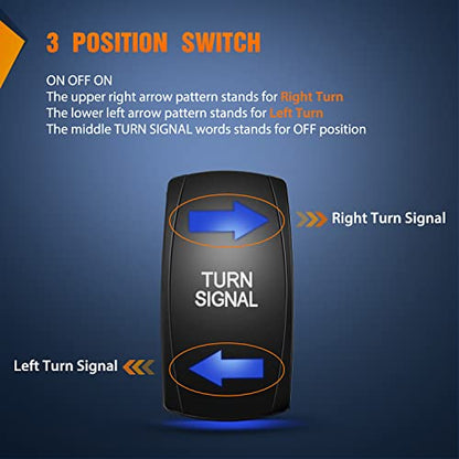 Nilight 4Pin Turn Signal Rocker Switch SPDT Toggle On-Off-On - size: TURN SIGNAL BLUE