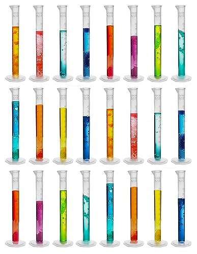 EISCO 24PK Graduated Cylinders, 10mL - Class B Tolerance - Octagonal Base - Polypropylene Plastic - Industrial Quality, Autoclavable