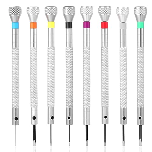 Nogeqi 8PCS Mini Watch Screwdriver Set, Jewelers Screwdriver Set for Watch Repair, 0.6-2.0mm Micro Precision Repair Kit for Eyeglass Sunglass Watchmaker Jewelry Computer Phone Small Tools