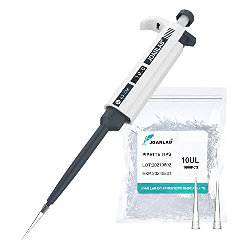 JOANLAB Micropipette 0.5-10ul Manual Adjustable Single Channel Pipettes High Accurate Lab Pipettors with 1000pcs Pipette Tips - color: 0.5-10ul