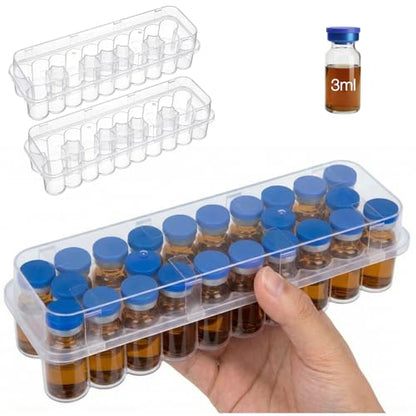 SUNMON 24-Slot Peptide Case for Fridge, 3ml Vial Storage Case for Refrigerator, 3ml Insulin Vial Holder for Diabetic Care (2 Pcs) - size: 3ml-24 Slot 2 Pcs