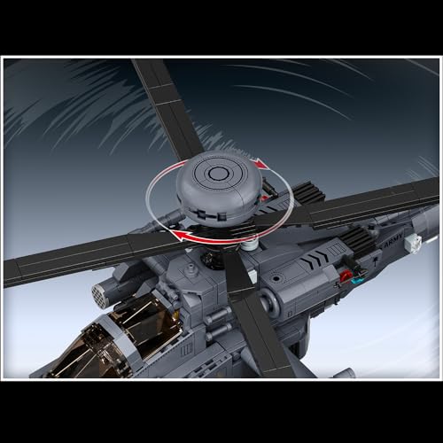 MISINI M8023 AH-64 Apache Longbow Attack Helicopter Building Blocks Set, 1383 Pieces of Military Army Armed Helicopter Building Block Kit, 1:35 Scale, Adult Collection Display Toy Gift Model Airplane