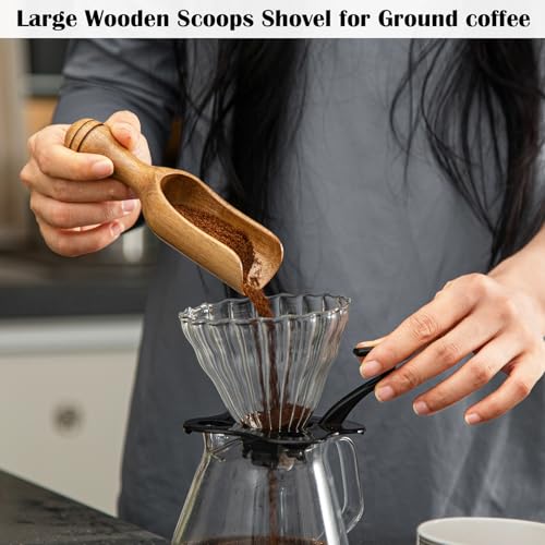 Big Coffee Scoops Shovel,Large Ground Coffee Scoop 3PCS Large Wooden Scoops for Jars 5.9″ Acacia Measuring Spoons for Coffee, Kitchen Scoop for Tea,Coffee, Powder, Bath Salts,Laundry -Multifunctional - color: 5.9″ Large 3pcs