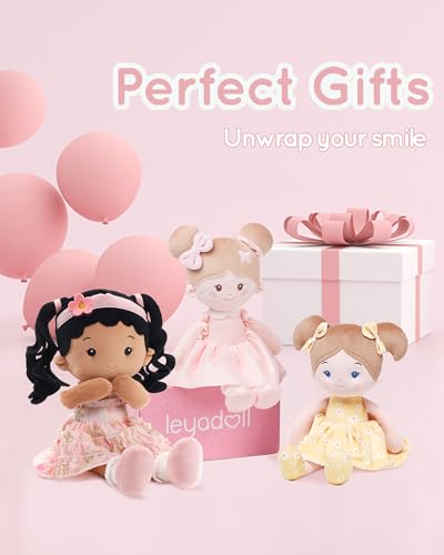 LeyaDoll Soft Plush Baby Doll 16'', First Rag Doll for 1 Year Old Girl Gift - color: Princess Petal-tanned