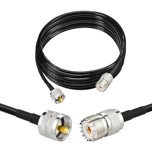 Superbat PL-259 UHF CB Coax Cable 10ft RG58 PL259 to SO239 SWR Meter Cable - size: 10ft, style: straight