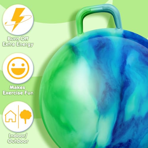 Lewtemi Hopper Ball for Adults with Handle(Blue Green Gradient,31 Inch) - color: Blue Green Gradient, size: 31 Inch