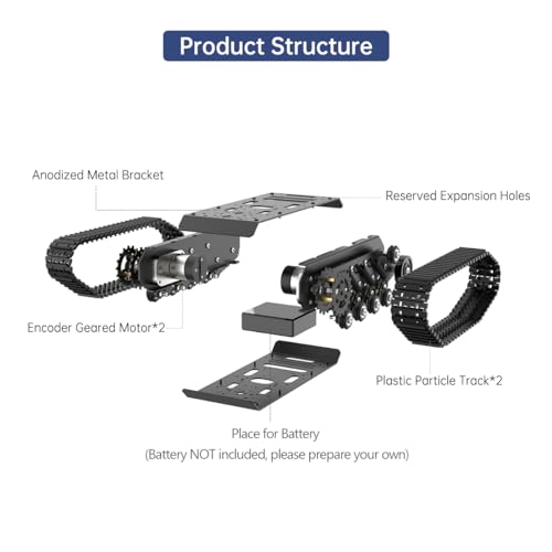 Robot Tracked Tank Car Chassis with Encoder DC Motor, Suspension Shock Absorption Chassis Car Double Layer Full-Metal Robotic Moving Platform Track for Arduion RPi Jetson DIY Maker Smart Robot Car - style: 2 Layer