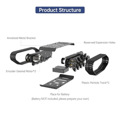 Robot Tracked Tank Car Chassis with Encoder DC Motor, Suspension Shock Absorption Chassis Car Double Layer Full-Metal Robotic Moving Platform Track for Arduion RPi Jetson DIY Maker Smart Robot Car - style: 2 Layer