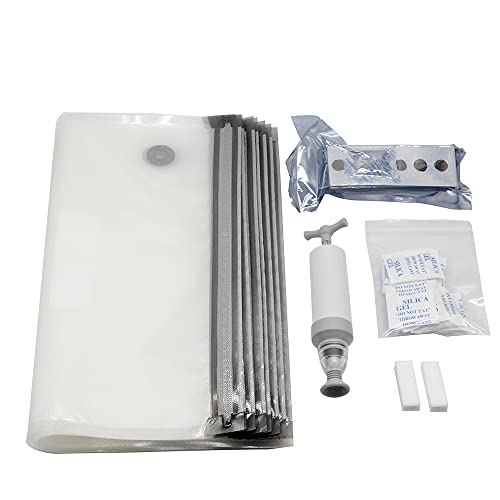 3D Printer Filament Storage Bags (10-Pack) Vacuum Compression Sealed Dry Bag with Hand Pump, Desiccants, 6-dots Humidity Indicator Cards