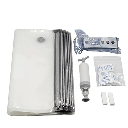 3D Printer Filament Storage Bags (10-Pack) Vacuum Compression Sealed Dry Bag with Hand Pump, Desiccants, 6-dots Humidity Indicator Cards