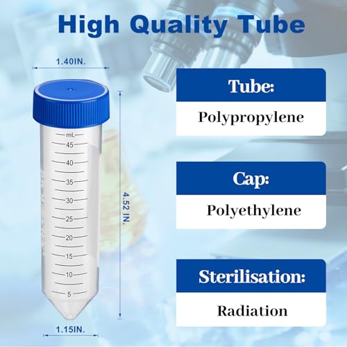 50ml Centrifuge Tubes, 16000 RCF, Flat Top Caps, Racked, 25 Pcs - size: 50ml-Flat Top Cap
