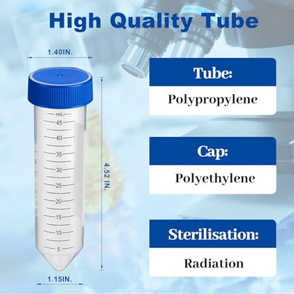 50ml Centrifuge Tubes, 16000 RCF, Flat Top Caps, Racked, 25 Pcs - size: 50ml-Flat Top Cap