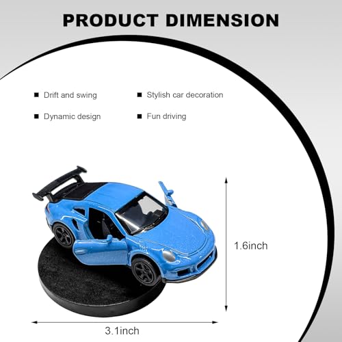 Car Drift Dashboard Ornament, Alloy Racing Model Drifting Spin Auto Dashboard Decoration, Classic Cool Mini Sports Car Dynamic Center Console Decor for Most Vehicles (Blue) - color: Blue