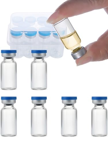 3ml Glass Vials for Injections, Self-Healing Injection Port, Empty Vials for Injections with Sealed Cap (10 Pack) - size: 3ml
