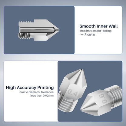 ELEGOO 5pcs 0.4/0.6/0.8mm Harden Steel Nozzles for Neptune 3/Pro/Plus/Max - style: Harden Steel Multi Sizes
