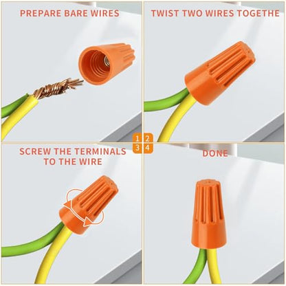 600 Pcs Orange Wire Connectors Nuts, Electrical Wire Caps Insulated - color: Orange-600PCS