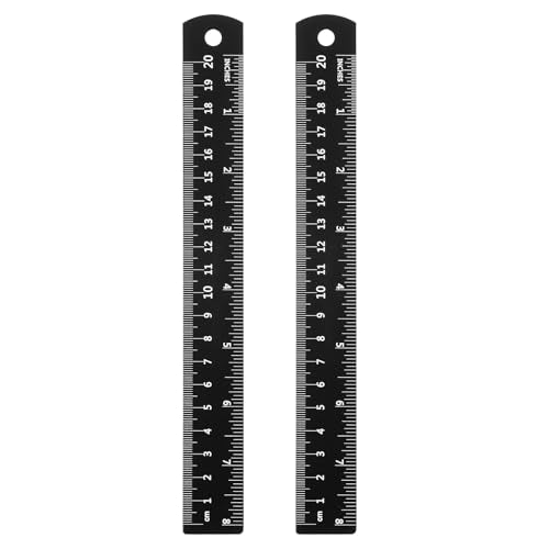 2PCS Metal Rulers 8 Inch/20cm Millimeter Ruler