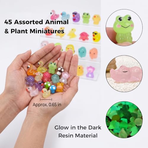 Zerobe Glow in The Dark Mini Resin Animals: Desk Figures (45-Pack) - size: 45pcs