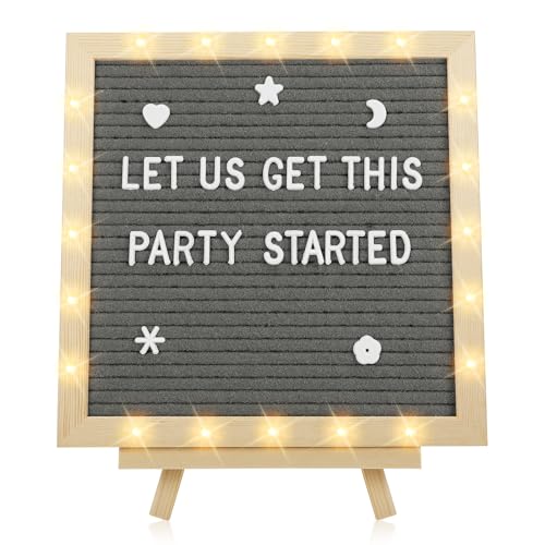 Aulock 10×10" Light up Felt Letter Board with Changeable Letters & Tripod - color: Grey