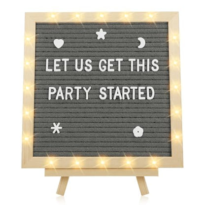 Aulock 10×10" Light up Felt Letter Board with Changeable Letters & Tripod - color: Grey