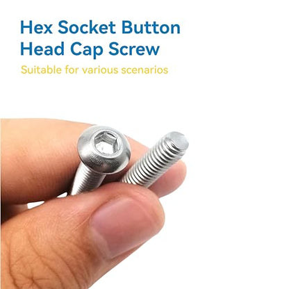 660 Pcs M2 Screws Assortment Kit, M2x4mm/6mm/8mm/10mm/12mm/16mm, Metric Hex Button Head Socket Cap Screws Nuts Washers Kit with Wrench, 304 Stainless Steel - size: M2 660 Pcs