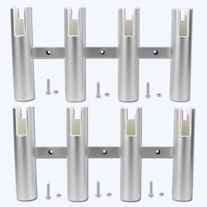 2PCS 4-Tube Aluminum Fishing Rod Holder for Boat, Wall-Mounted Fishing Pole Roof Rod Rack, Surf Fishing Rod Holder for Truck, Boats & Yacht - color: Silver