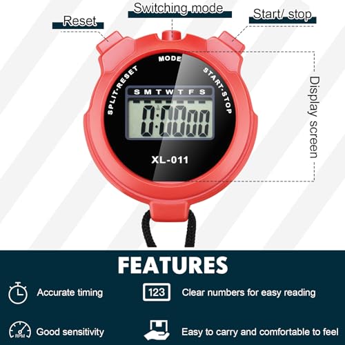 Kanayu 28 Pack Digital Sports Stopwatch with Date Alarm Lanyard