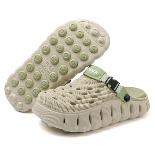 Men's Women's Cloud Clogs, EVA Thick Platform Slip On Non Slip Garden Shoes - color: Green, size: 9.5-10.5 Women/8.5-9.5 Men