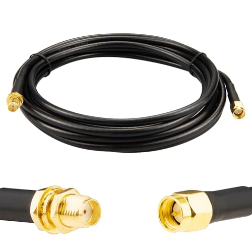 9.84ft SMA Male to SMA Female LMR200 Equivalent Coaxial Cable - Low Loss, High Flexibility for 5G LTE, WiFi 6E, GPS, Ham Radio & ADS-B | Superior to RG58 - size: 9.84ft