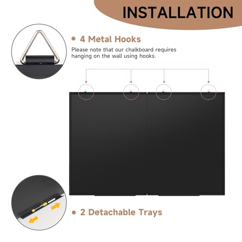SELEAD Folding Magnetic Chalkboard 60 x 40 Inches - Black Aluminum Frame - size: 60"W x 40"H (single-sided)