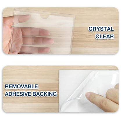 H4D 24 Pack labels for Storage Bins, 3" x 5" Plastic Clear Adhesive Pockets - size: 3" x 5", style: 24 Pack