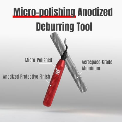 AFA Tooling Deburring Tool, 11 M35 Blades, Red CNC Anodized Aluminum Handle - style: 11 Blades (BS1018)