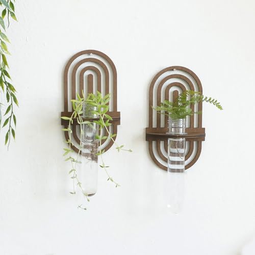 Artilady Plant Propagation Station Wall Hanging, Plant Terrariums with Tube - color: Rainbow Design Wood