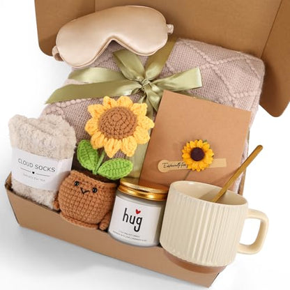 Women's Birthday Self-Care Gift Basket, Sunflower-Themed Sunshine Gift Sunshine Care Gift Set,Christmas Birthday Gift, Dedicated to Women, Mothers, Best Friends, Wives - color: Sunflower