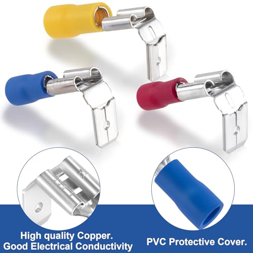 PAGOW 30 Pcs Piggyback Spade Connectors, 22-10 AWG 1/4"