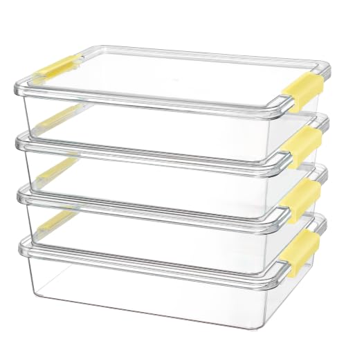 Vtopmart 4 Pack 6 Qt Plastic Storage Bins with Lids, Sensory Bins, Yellow - color: Yellow, size: 6 Qt
