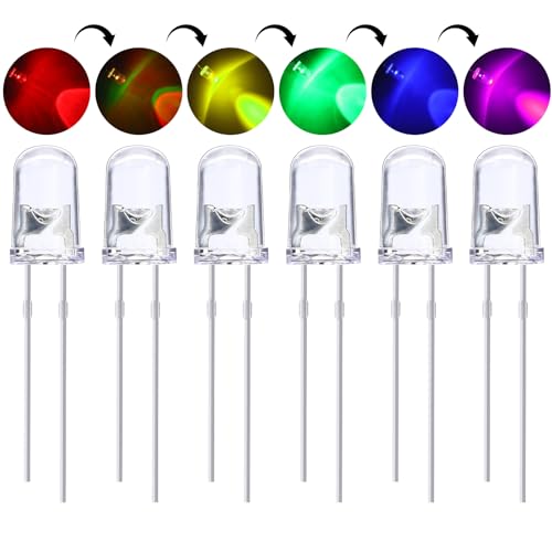 EBOOT 100 Pcs Clear Light Emitting Diodes Bulbs LED Lamp,5mm,Multicolor 01 - color: Rgb Multicolor Slow Blinking