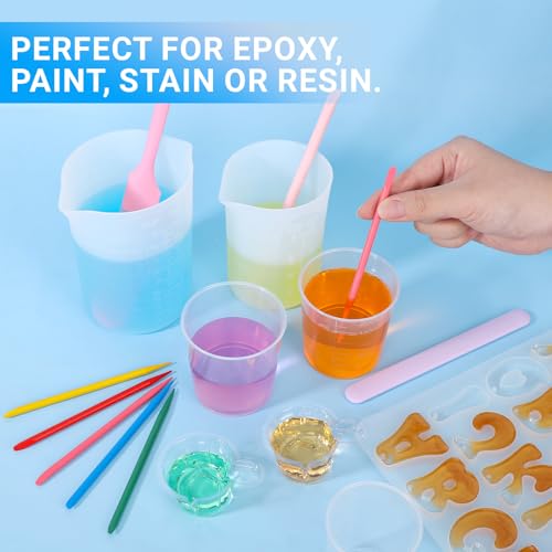 Gartful 200ml Large Measuring Cup - 10 Pack, 6.8oz Plastic Graduated Cups for Resin Epoxy Casting Making, Slime Making, Paint Pouring, Chemical Resistant - size: 200ml