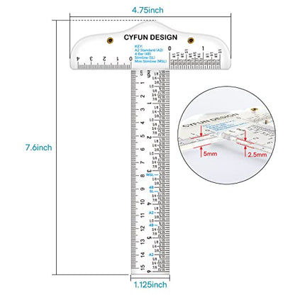 2PCS 6 inch/15cm T-Shape Acrylic Transparent T-Ruler for Drafting and General Layout Work Scrapbooking Drafting Tools Scale Ruler for Crafting Zero-Centering Ruler with Inches & Metric Measuring Tool - color: 2PCS T-Ruler