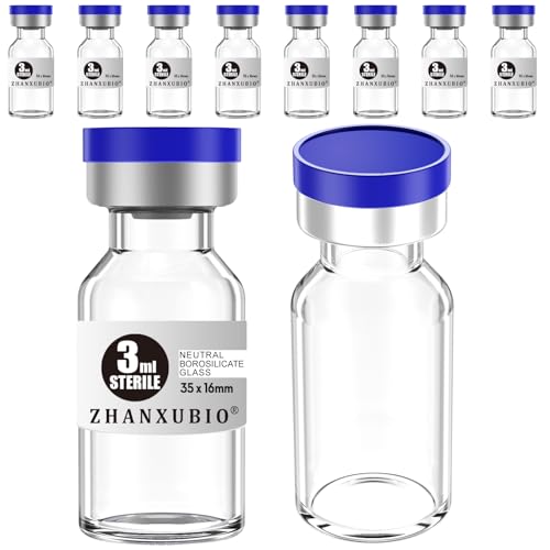 Sterile Empty Vials with Self Healing Injection Port and Aluminum Plastic Cap,Sterile Package (3ml Clear 10PCS) - size: 3ml Clear 10PCS
