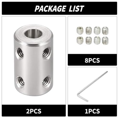 2PCS 6.35mm to 6.35mm Bore Rigid Coupling, L22 x D14 Set Screw Shaft Coupler Motor Connector Stainless Steel for 3D Printers, Motor Accessories, RC Boat Car Airplane - size: SRC-14x22-6.35x6.35