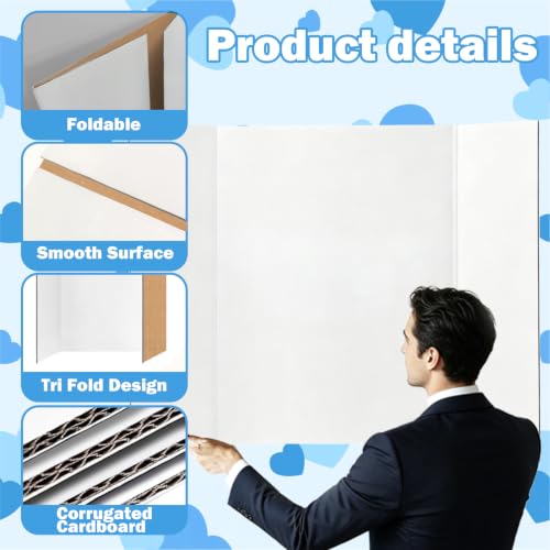 8 Pack Trifold Poster Board, 36×48 Inch Display Board with Pre-Creased Design, 3mm Thick Large Size Project Board, Multipurpose Presentation Board for Science Fairs, School Projects & Events