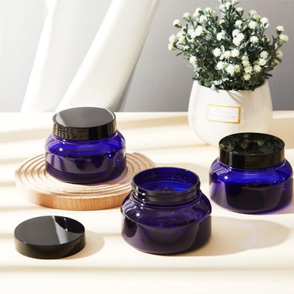 24 Pack Plastic Cosmetic Jars with Lids Label, 8 oz, Blue, Black - color: Blue, Black, size: 8 oz
