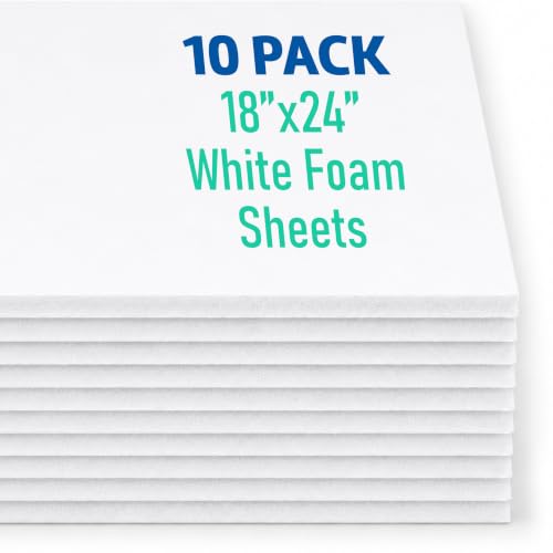 Flipside Products White Foam Board 18” x 24” - Premium Double-Sided with White Foam Core, 3/16" Thick - Photography Mounting, Art Projects, Presentations, Display & Signage – Pack of 10 - color: White, size: 18" x 24"